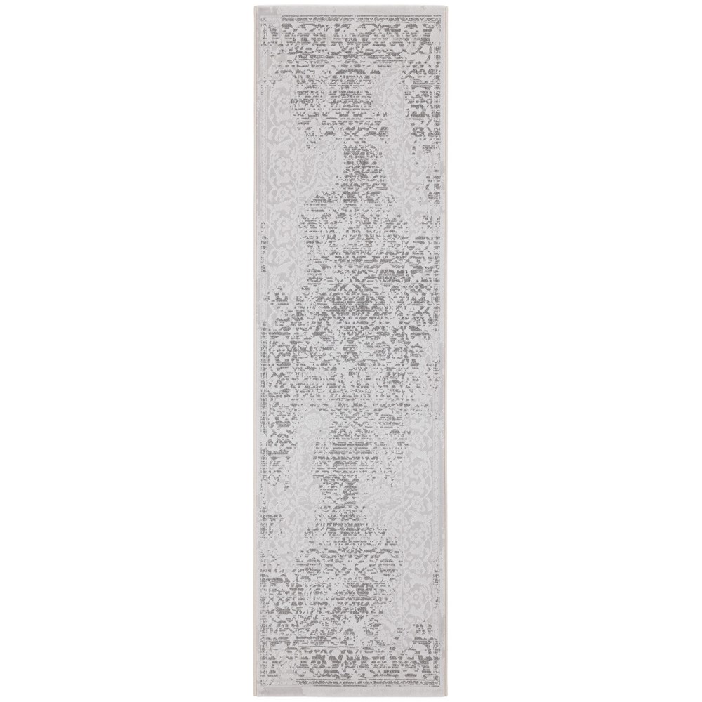 Victoriana Traditional Distressed Runner Rugs in Silver